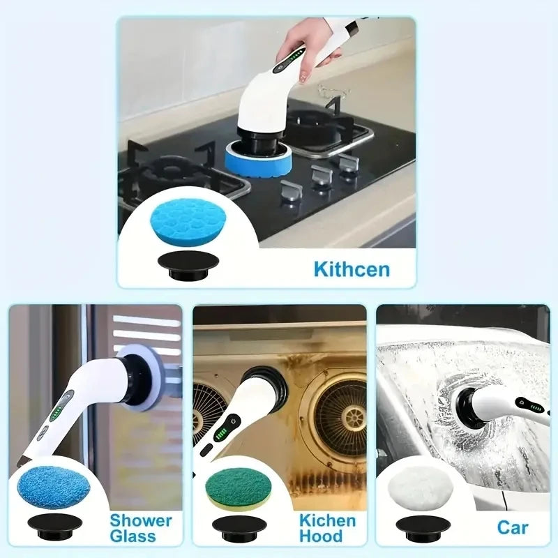 1 Set, Electric Cleaning Brush, Cordless Electric Rotating Scrubber, 7 Brush Heads and Adjustable Extension Handle, Bathroom Cleaning Brush, Household Cleaning Tools