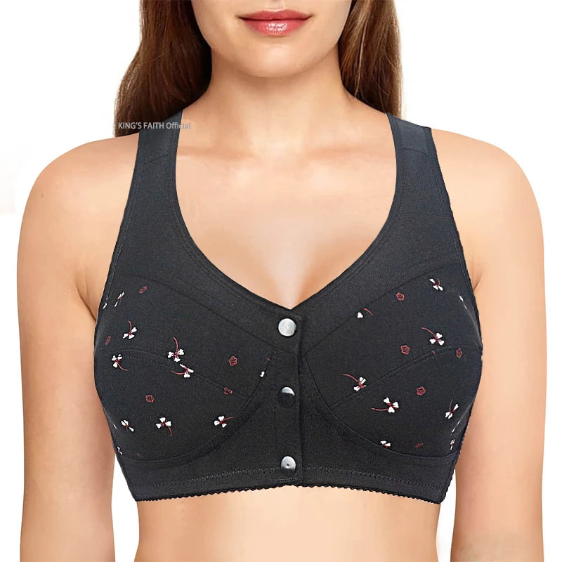 Bra For Women Wire Free Bra Cotton Underwear Front Closure Brassiere Women's Lingerie Large Bust 48 50 52 B C Cup