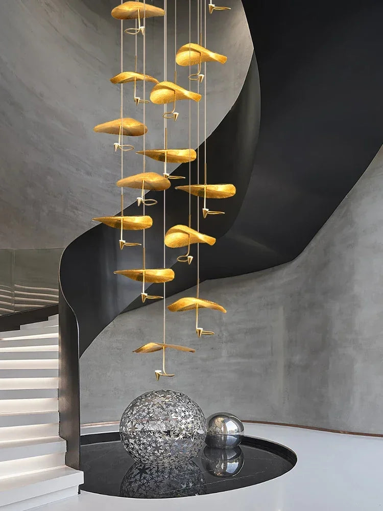 Nordic Modern LED Ceiling Chandelier for Living Dining Room Staircase Pendant Lamp Home Decor Lighting Suspension Design Fixture