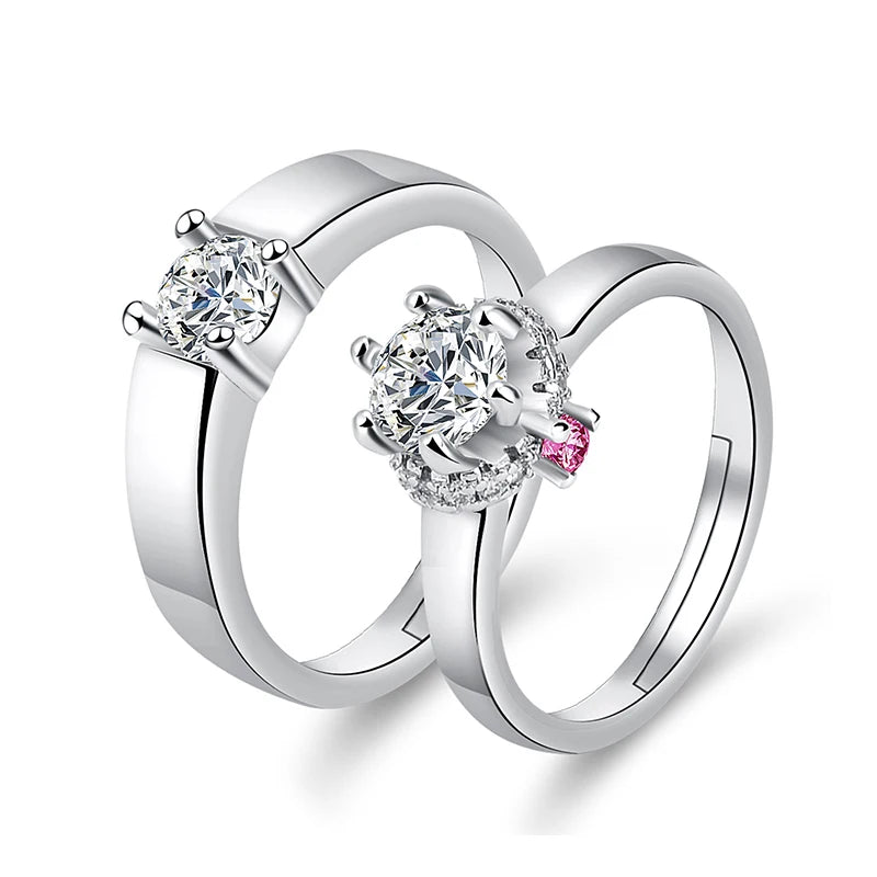 Classic Couple Rings For Men Women CZ Stone Trendy Wedding Lovers' Ring Jewelry Romantic Valentine's Day Present Ring Accessory