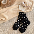 Socks for Women Autumn Winter Thick Warm with Polka Dot Black Maillard Velvet Coffee Mid-tube Socks