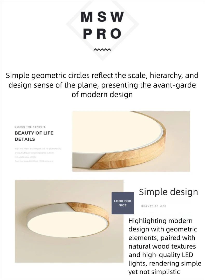 Nordic LED Ceiling Light Wooden Macaroon Circular Ceiling Lamp Modern Simple  Bedroom Balcony Study Home Decor Lighting