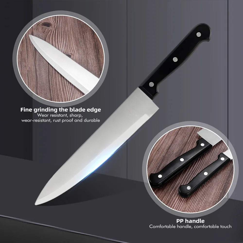 ZENG Full 15pcs Chef Knife Set Stainless Steel Kitchen Knives Sets with Scissors,Sharpening Rod,Solid Wood Holder Cooking Tool