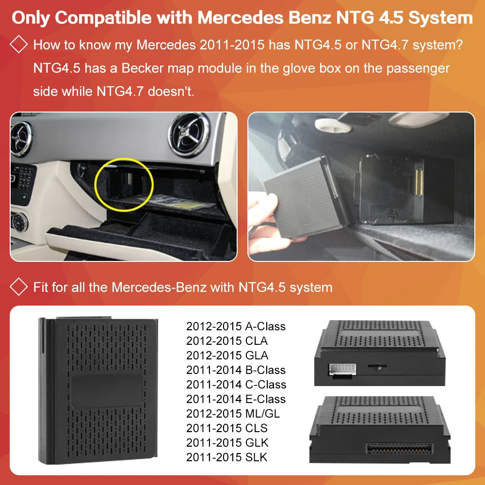 Wireless Carplay Becker Module For Mercedes Benz Class C W204 C204 S204 NTG 4.5 Support Android Auto Mirroring GPS Navigation