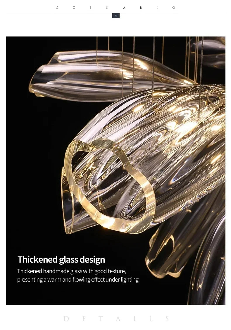Italian Creative Petal Glass Pendant Lamp Modern Chandelier For Living Room BedroomKitchen Luxury Home Decor Lustre Hanging Lamp