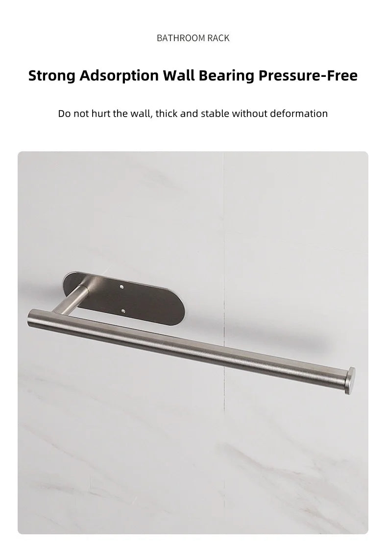Paper Towel Holder Under Cabinet Wall Mount Stainless Steel Black Kitchen Paper Towel Rack Self Adhesive No Drilling Bathroom
