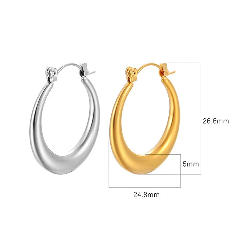 Most Popular Style Titanium Steel Hoop Earrings For Women C-type Peach Heart Round Ear Ring Non-fading Hot Selling Ear Jewelry