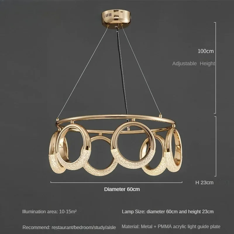 Modern Chandelier For Living Room Bedroom Nordic Golden Ring Ceiling Lamp Luxury Home Decor Indoor Ceiling Light Lustre Fixtures