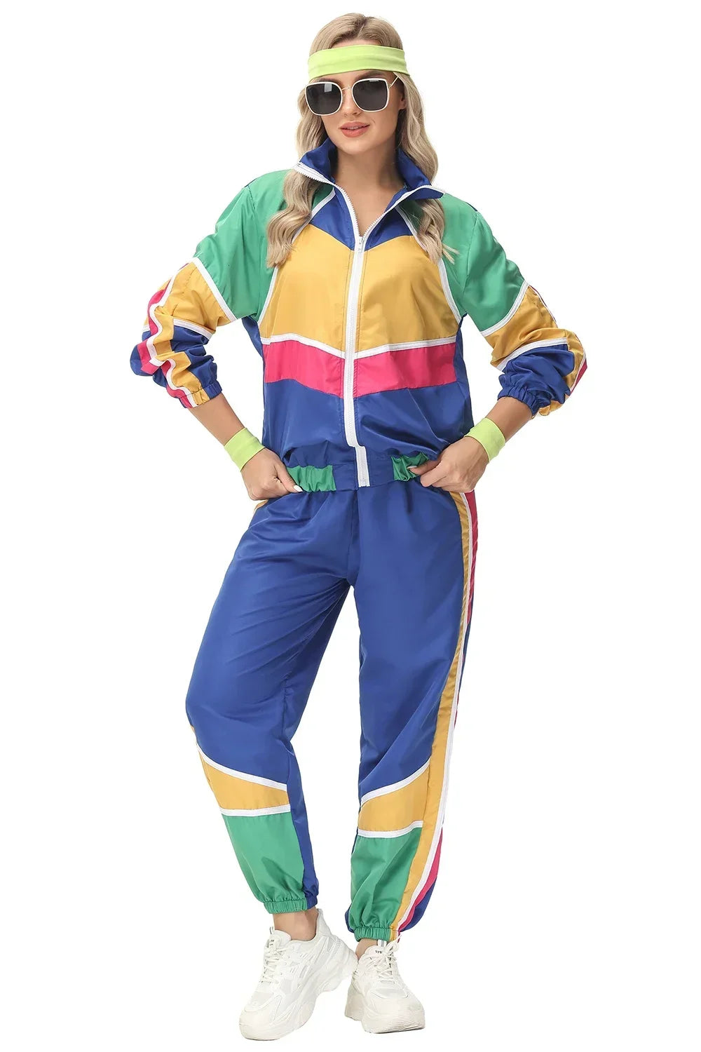 Couples Hippie Costumes for Women Men 80s 90s Retro Sportwear Hippie Disco Cosplay Costume Halloween Party Role Playing Clothes