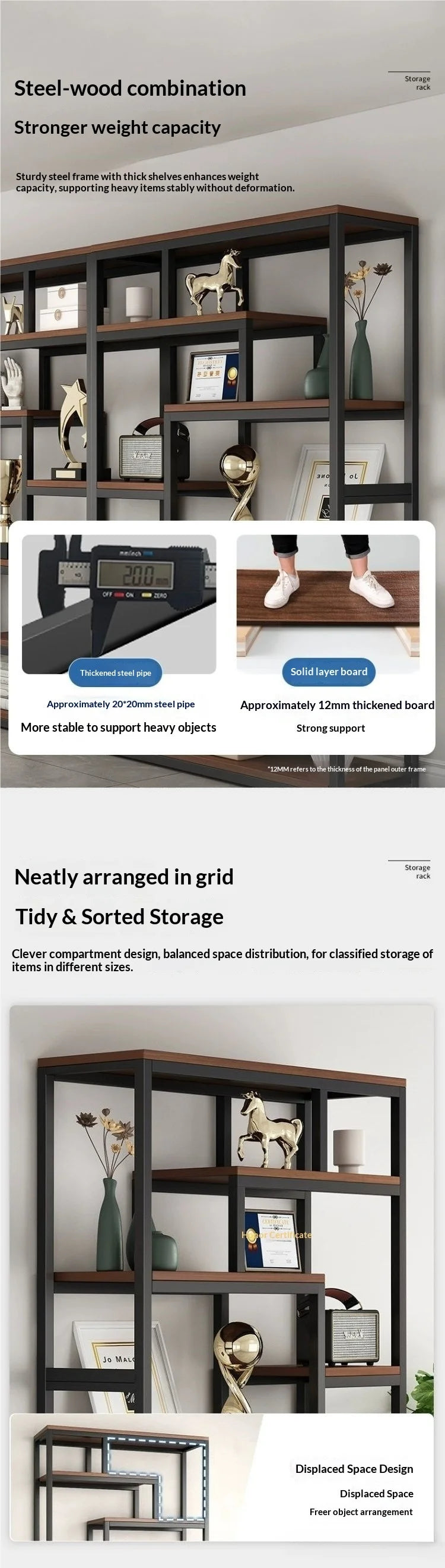 Industrial Iron Bookcase Bookshelf Wall Shelf Storage Cabinet Display Rack Living Room Office Divider Armoires Librero Furniture