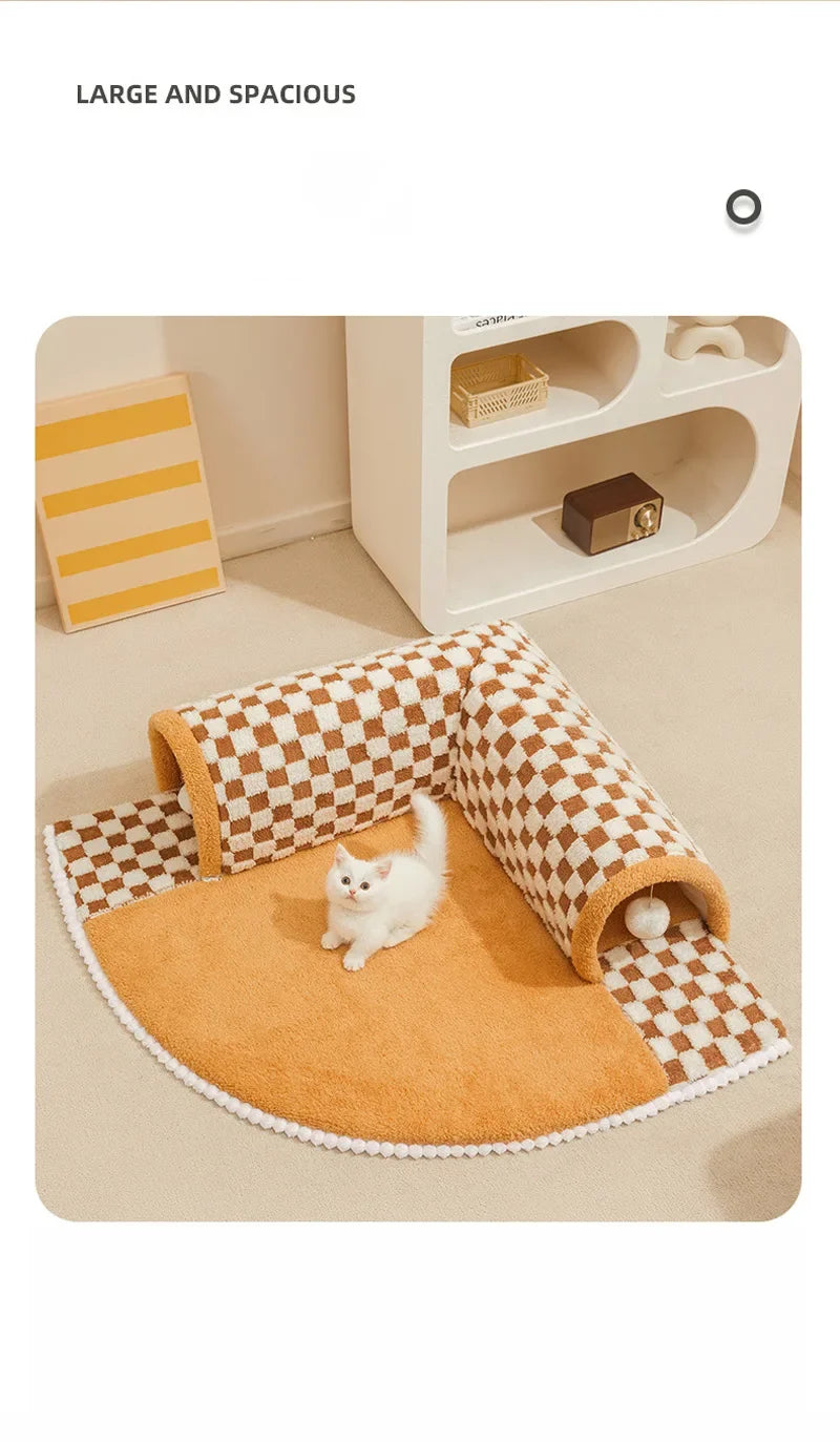 Cat Bed Can Play Cat Tunnel Dog House Bed Kitten Dog Basket Bed Cute Cat House Home Mat Pet Kennel Products Cama Para Gatos
