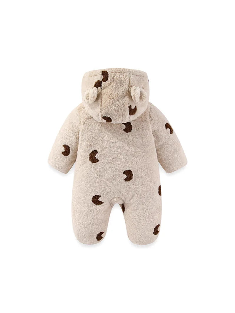 Winter Newborn Clothes Cotton Padded Toddler Clothes Fur Lining Girls Hoodie Footies Warm Jumpsuits