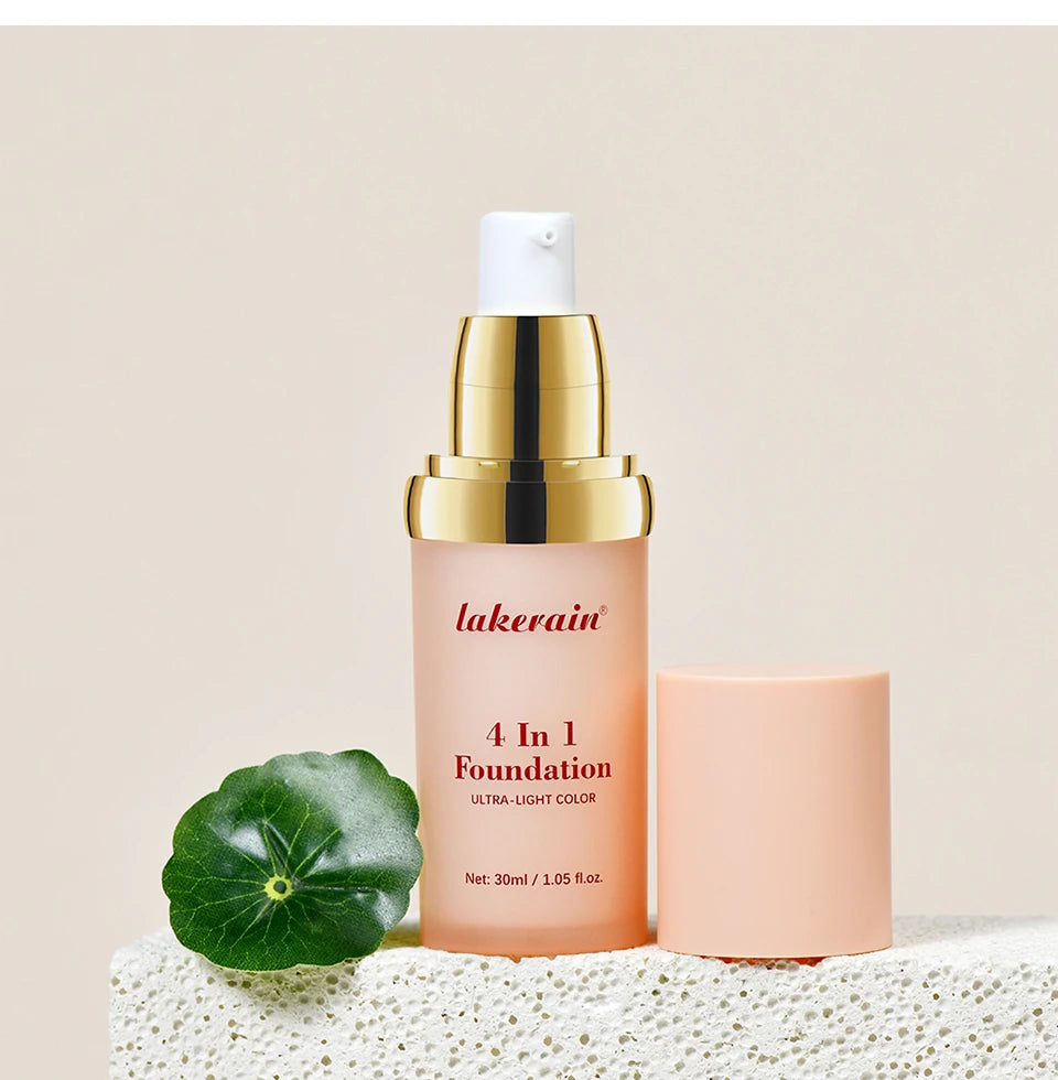 Foundation 4 in 1 - Medium Spectrum with SPF 30+, Longwearing & Waterproof Hydrating Color Changing Foundation Women Cosmetics