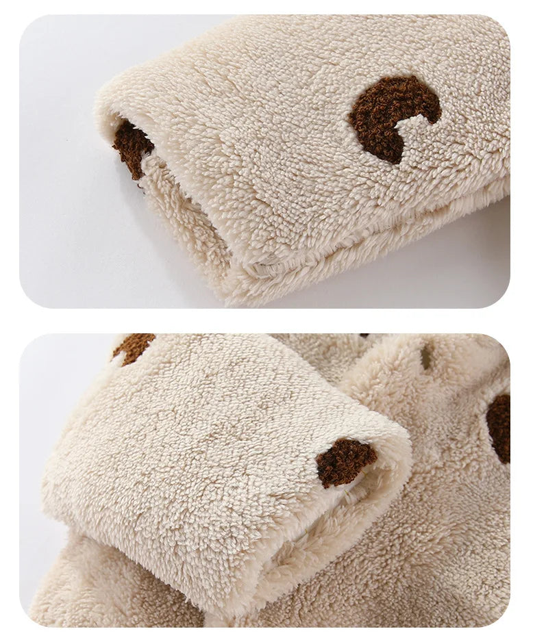 Winter Newborn Clothes Cotton Padded Toddler Clothes Fur Lining Girls Hoodie Footies Warm Jumpsuits