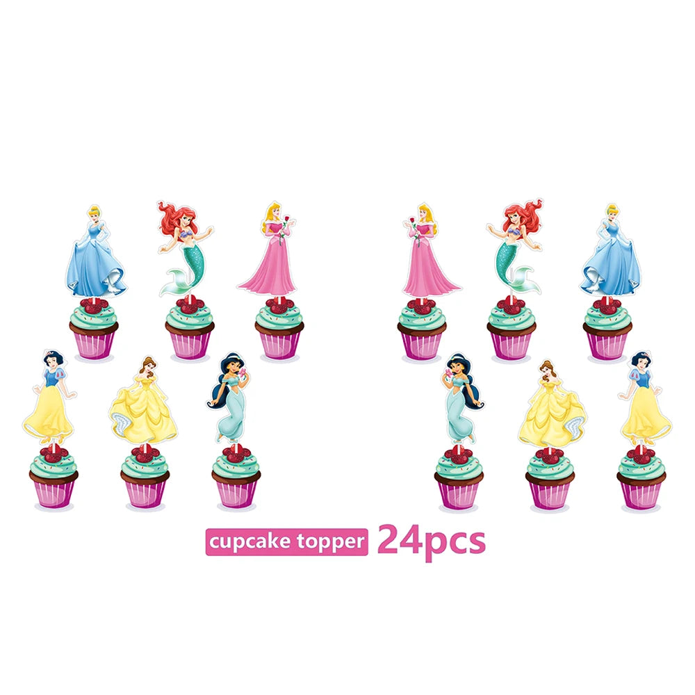 Princess Snow Queen Theme Disposable Tableware Decorations Kid Girl Birthday Party Supplies Princess Cup Plate Tablecloth Set