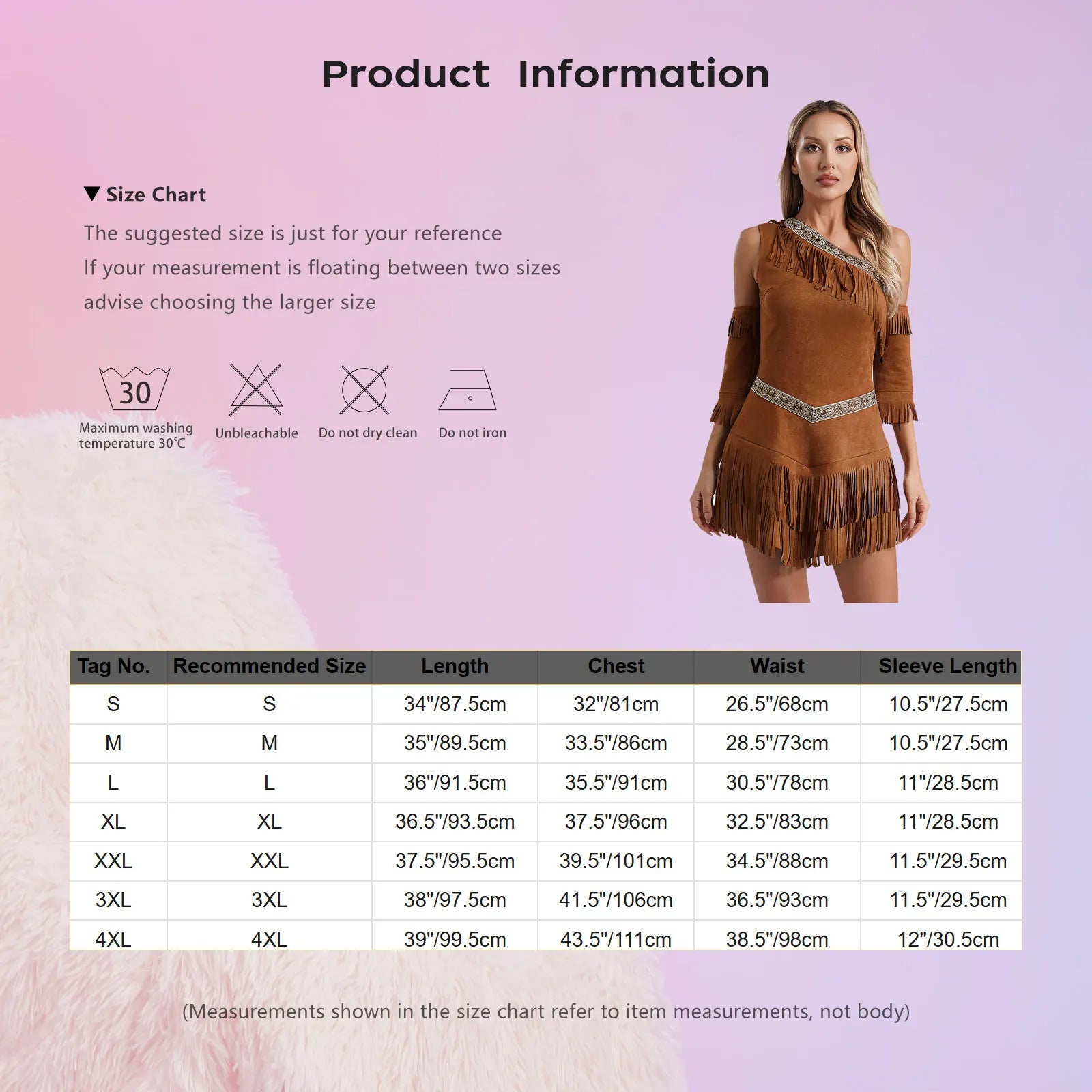 Womens Indian Native Cosplay Costume Halloween Cosplay Party Dress One Shoulder Sleeveless Fringe Dress Up with Tassel Sleeves