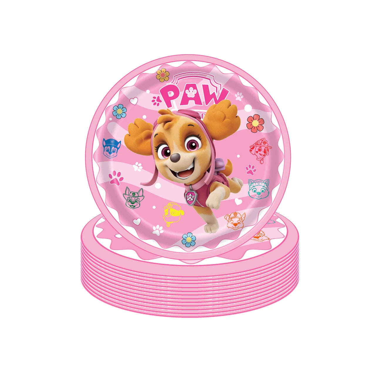 New Pink Skye Paw Patrol Theme Birthday Party Decoration Kids Tableware Supplies Tablecloth Balloon Cake Topper Straw