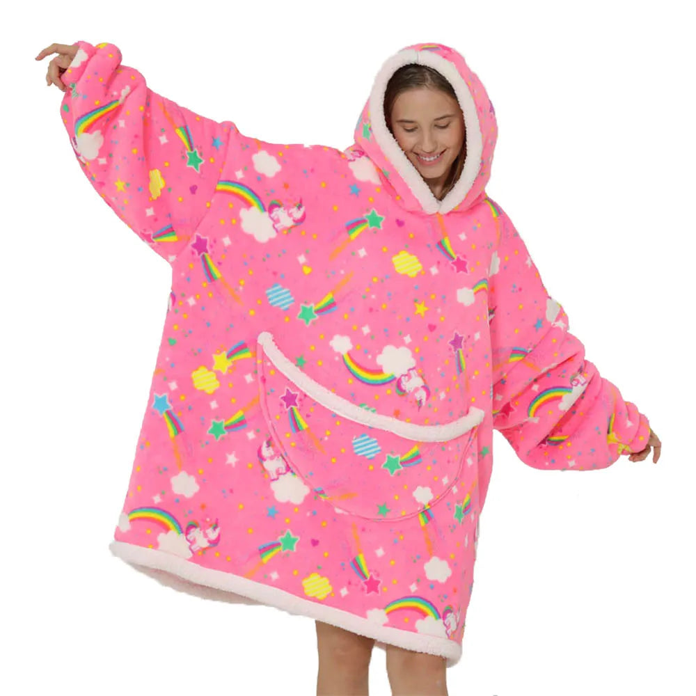 Lazy Hoodie Blanket Oversized for Women Winter Fleece Sherpa Leopard Print Sleeping Blanket Hoodies Thicken Fleece Sweatshirt