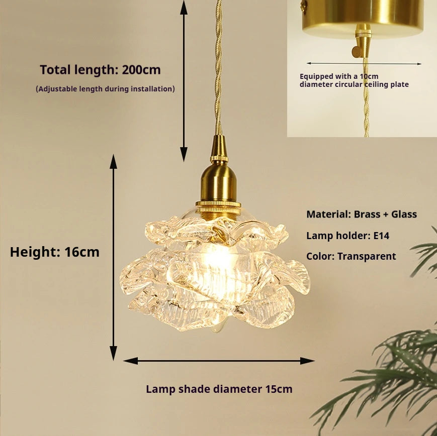 Nordic Rose Pendant Light Lustre Copper LED Ceiling Lights for Living Room Bedroom Dining Room Home Decor Wall Lamp Hanging Lamp