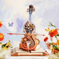 Robotime Magic Cello Adults 3D Puzzles Wooden Music Box Puzzle to Build Unique Music Gift Hobby Kits Cat's Sky City Music Box