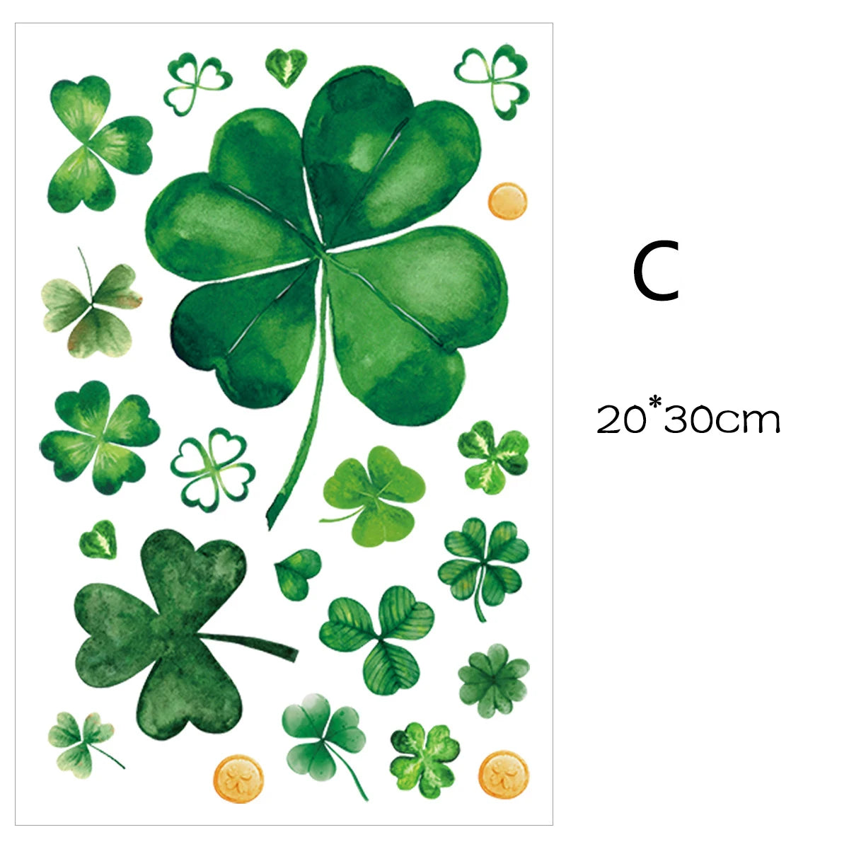 1/5Pc St. Patrick's Day Theme Double-Side Window Stickers Shamrock Wall Sticker for Home Irish Saint Party Background Decoration