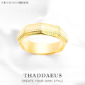 Couples’ Ring Angular Gold,TrendyFine Jewerly For Women Men Autumn Modern Gift In 925 Sterling Silver