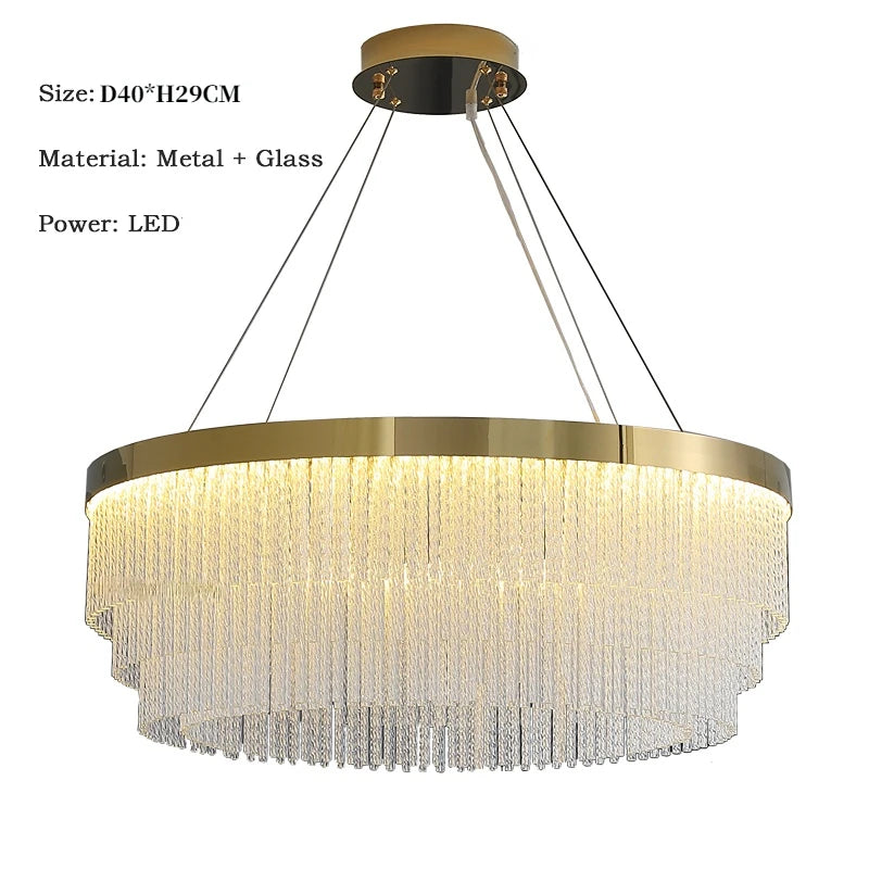 Post Modern Led Chandelier 2026 New Tassel Crystal Pendant Lamp American Luxurious Chandelier Home Decor Luster Lighting Fixture