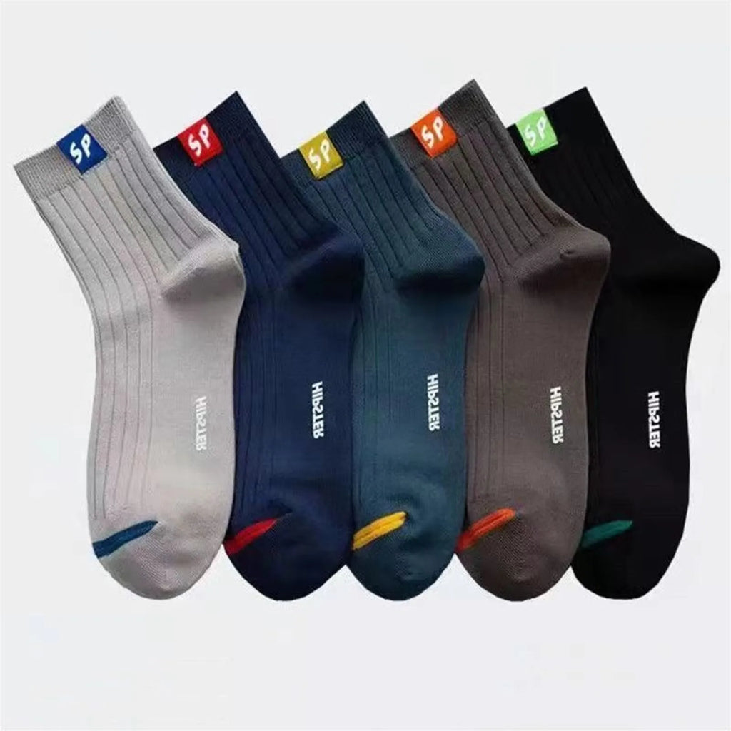 5 Pairs Men's Socks Mid-Calf Socks Warm Socks Long Sweat-Absorbing Breathable Socks Trendy Versatile Fall And Winter Sports Sock