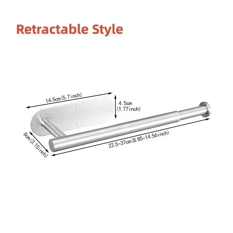 Paper Towel Holder Under Cabinet Wall Mount Stainless Steel Black Kitchen Paper Towel Rack Self Adhesive No Drilling Bathroom