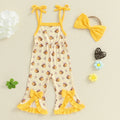 Adorable Infant Girl Floral Print Romper with Matching Headband Set for Summer Beach Vacation Outfit 2 Pcs Set