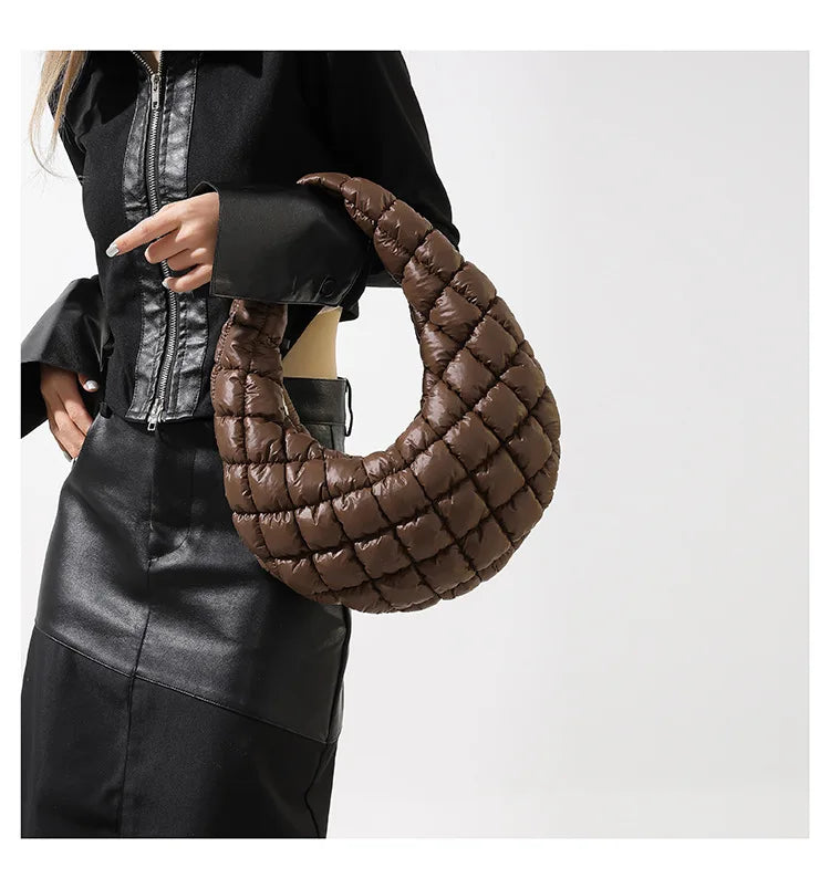 Quilted Embroidered Thread Women's Bag Pleated Cloud Mini Handbags Down Padded Lightweight Clutch Bag Cotton Small Shoulder Bags