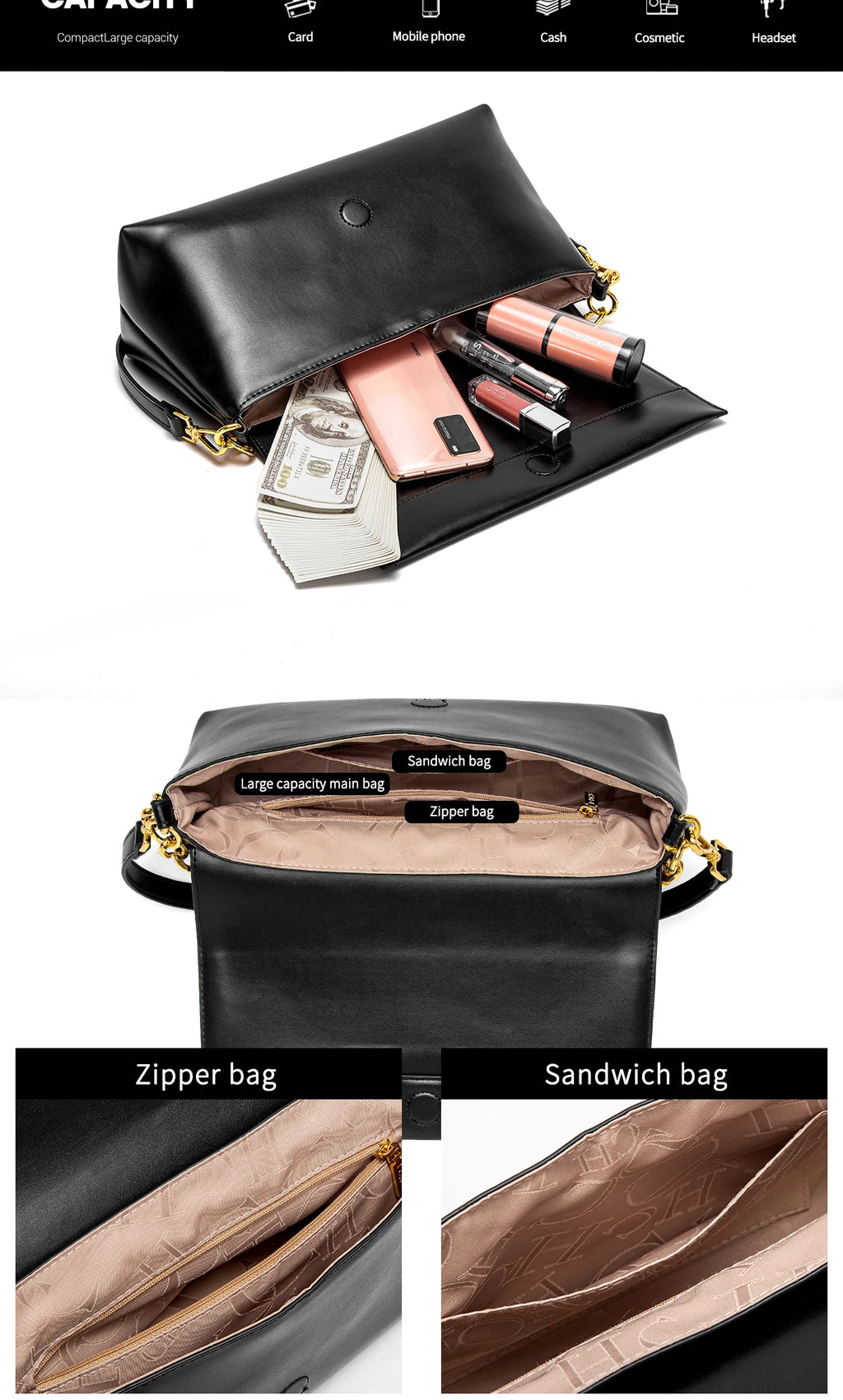 Fashion Classic Retro New Solid Color Square Women's Shoulder Bag Fashion Party Multi functional Occasion Crossbody Bag