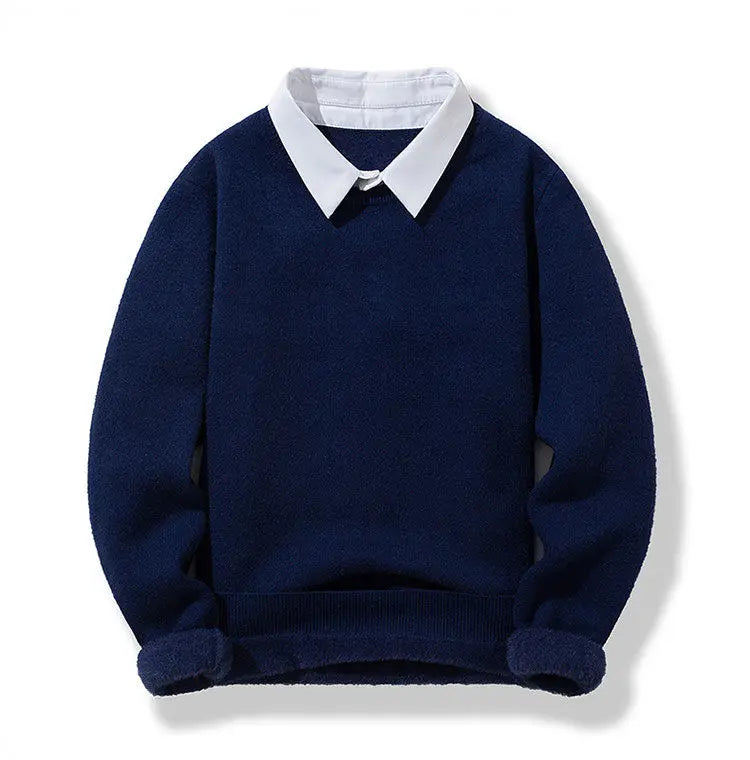 Men's Clothing Autumn Winter Long Sleeve New Tops T-Shirts Round Neck Fashion New Comfortable Solid Color Sweaters