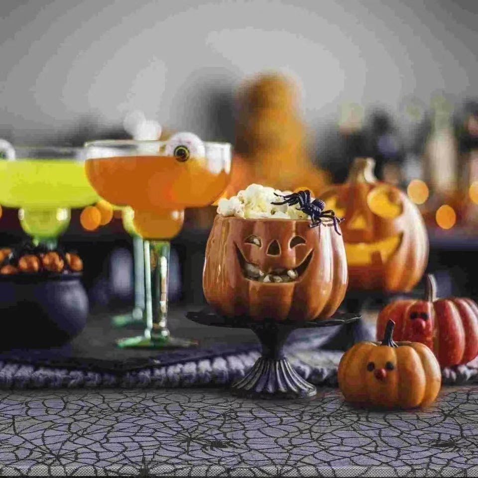 1 pcs of Halloween lace tablecloth spider web skull pattern rectangular shape for party decoration haunted house pumpkin design