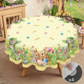 1 Easter Round Tablecloth, 5 Sizes Available, Tulip Easter Bunny Egg Garden Printed Square Tablecloth, Edge Embossing Process, Spring Garden Tablecloth Decoration, Tablecloth for Daily Home Kitchen, Terrace Use, Easter Decora