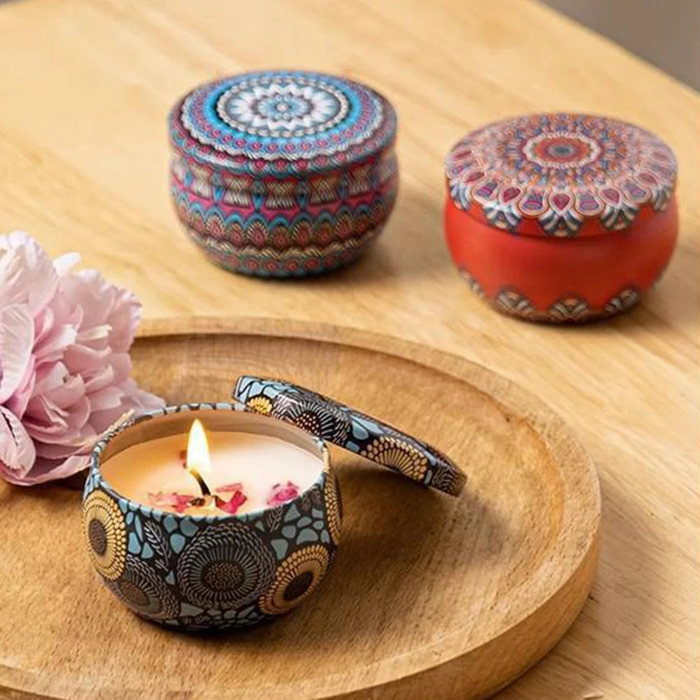 Scented Candles Blue Wind Chimes Aromatherapy Candles for Home Long Burn Scented Candles with Lid Sustainable Use of Tin Boxes