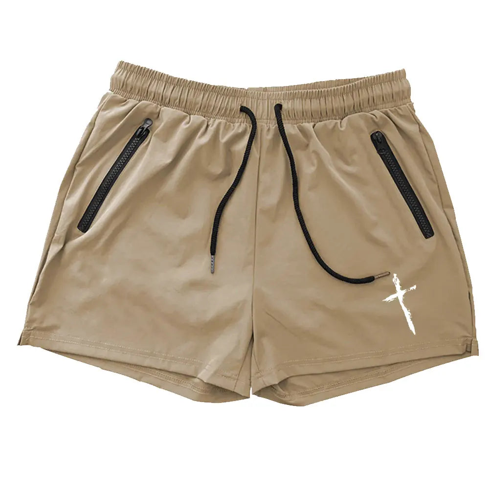 Men's Swimming Trunks Summer Gyms Fitness Bodybuilding Men Cross Print Beach Shorts Boxer Trunks Men Running Sport Sportwaer