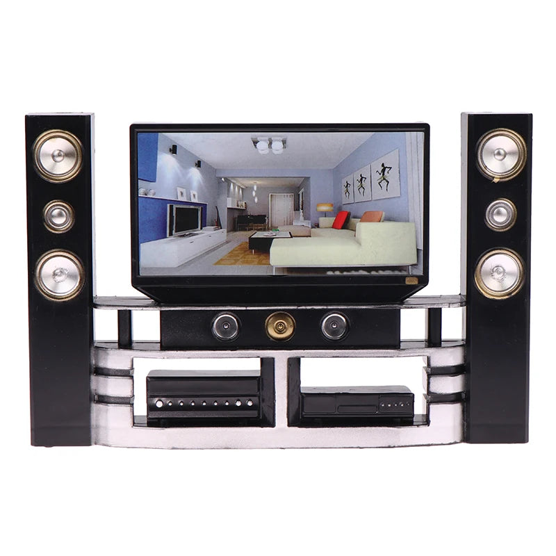 Dollhouse Audio TV Ornament in 1/12 Scale, Miniature Living Room Decor for Doll’s House, Micro Scene Toys