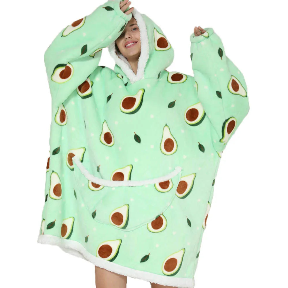 Lazy Hoodie Blanket Oversized for Women Winter Fleece Sherpa Leopard Print Sleeping Blanket Hoodies Thicken Fleece Sweatshirt
