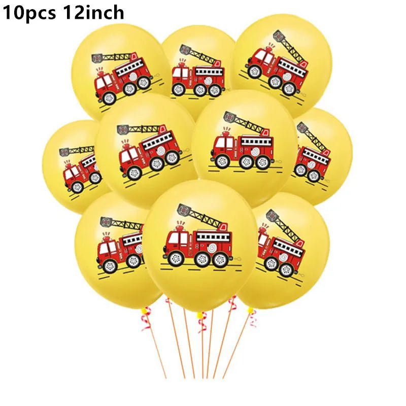 Fireman Sam Party Supplies Disposable Tableware Set Paper Plates Cups Tablecloth Fire Truck Birthday Party Decor Boys Baby Showe