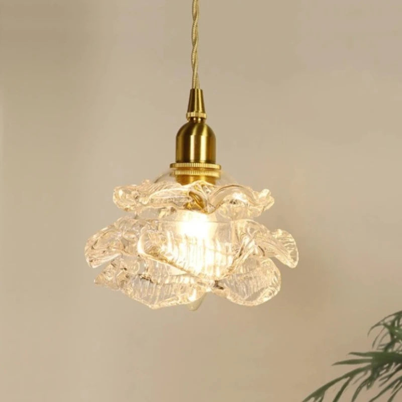 Nordic Rose Pendant Light Lustre Copper LED Ceiling Lights for Living Room Bedroom Dining Room Home Decor Wall Lamp Hanging Lamp