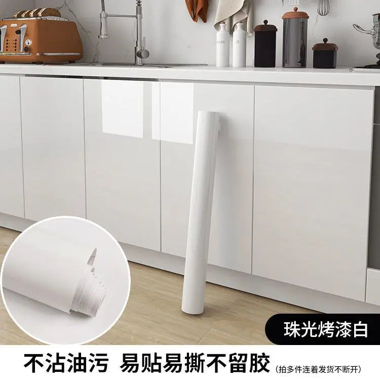 DIY Contact Paper Kitchen Stickers Solid Color PVC Self-adhesive  Home Decorative Marble Wallpaper Living room Study Furnitures