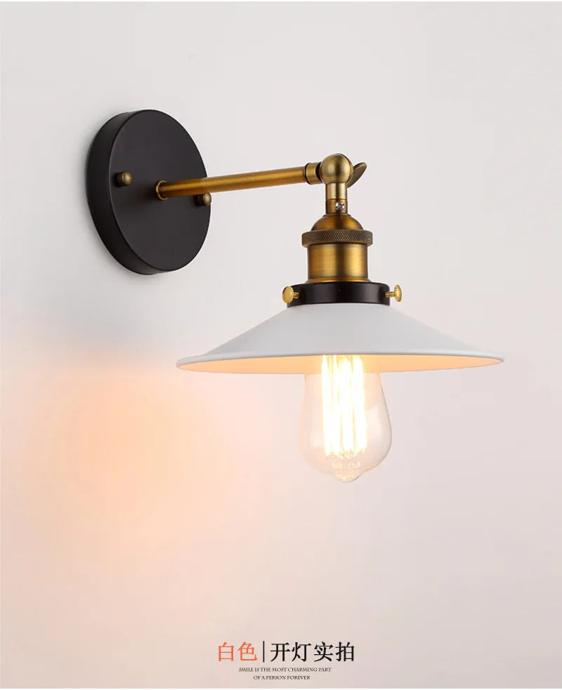 Vintage Loft Led Wall Lamps For Industrial Home Decor Retro Bathroom Bedside lamp Iron Lampshade Edison wall Lighting Fixtures