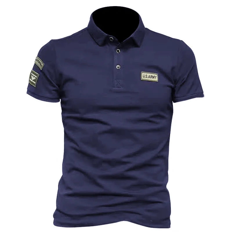 New Men Short Sleeve Breathable Polo Shirts Embroidered T Shirt for Men Lightweight Solid Color Tops Button Shirts
