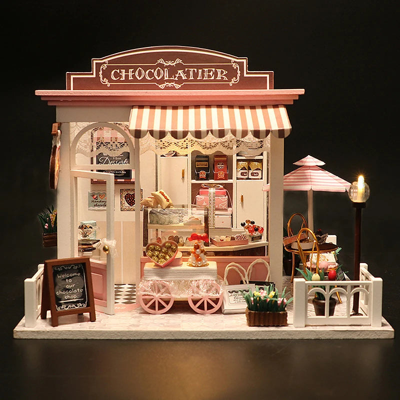 Doll House Kit Mini DIY Flower House Handmade 3D Puzzle Assembly Building Toys Home Bedroom Decoration With Furniture DollHouses