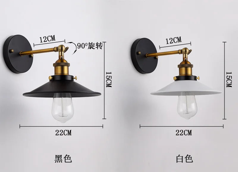 Vintage Loft Led Wall Lamps For Industrial Home Decor Retro Bathroom Bedside lamp Iron Lampshade Edison wall Lighting Fixtures