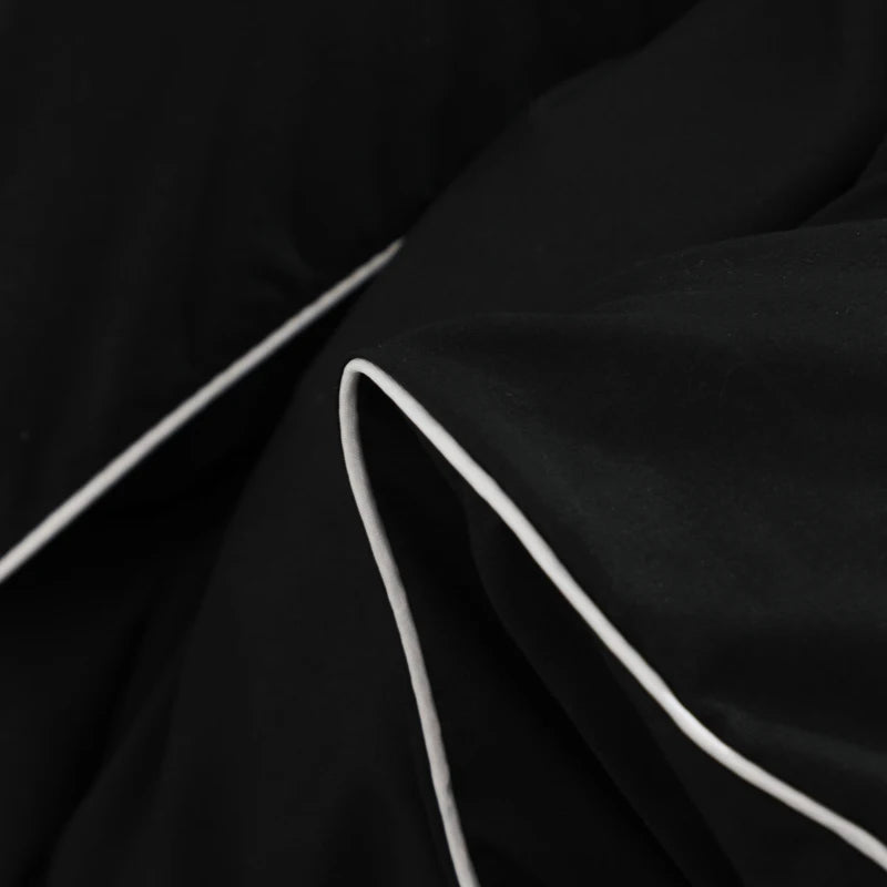Black Color Bedding Set For Adults Simple Style Double Bed Sheet Sets Single/Queen/king Bed Cover Full Set Plain Bedding 이불세트