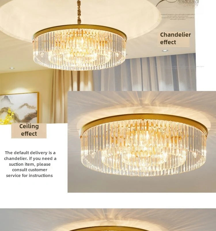 Modern LED Crystal Chandelier American Atmosphere Living Room Villa Hanging Light Bedroom Dining Room Pendant Lamp Home Decor