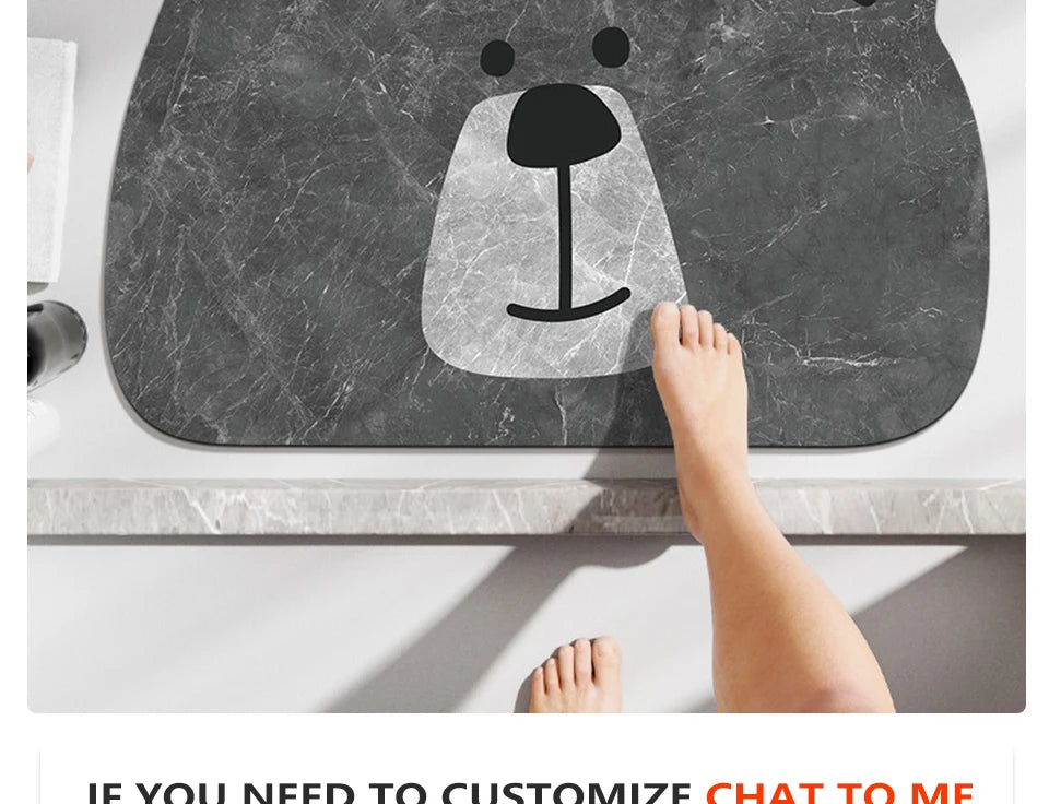 Bathroom Carpet Non-slip Water-absorbent Dirt-resistant Floor Mat Cute Animal Head Pattern Rug Irregular Size Home Decor Mats