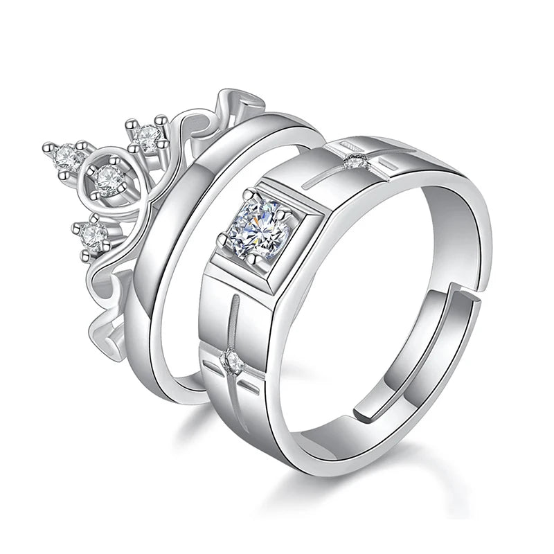 Classic Couple Rings For Men Women CZ Stone Trendy Wedding Lovers' Ring Jewelry Romantic Valentine's Day Present Ring Accessory